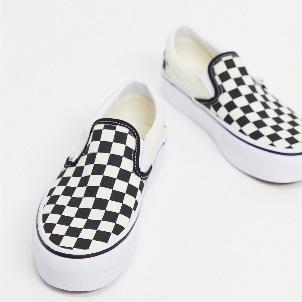 Vans Classic Slip-On Platform Sneakers in Checkerboard